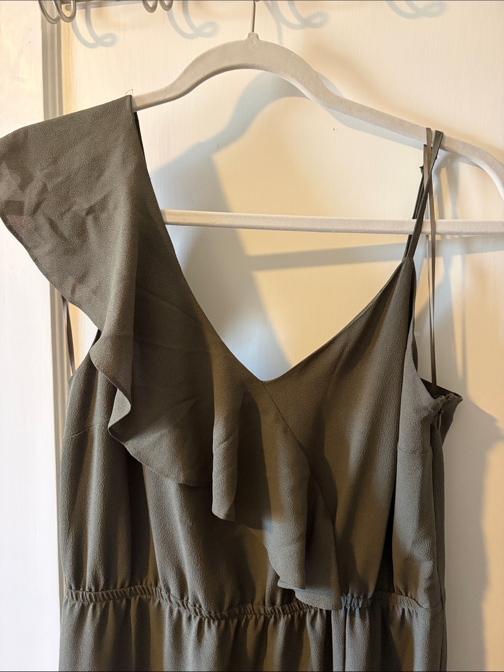 STATE One-Shoulder Olive Green Ruffle High-Low Dress - Picture 2 of 5